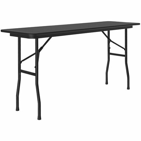 CORRELL 18'' x 96'' Black Granite Thermal-Fused Laminate Top Folding Table with Black Frame 384BF1896TFB
